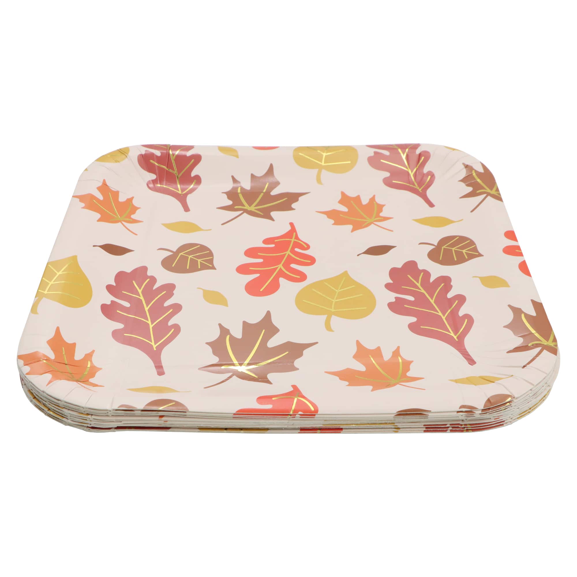 9" Square Thanksgiving Leaves Paper Plates, 12ct. by Celebrate It™